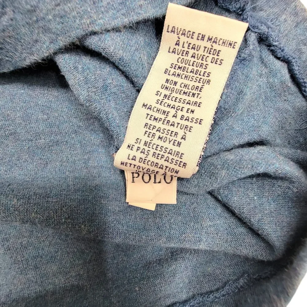 Polo Ralph Lauren Mens Large Blue Heather Long Sleeve Crewneck T-Shirt Pony